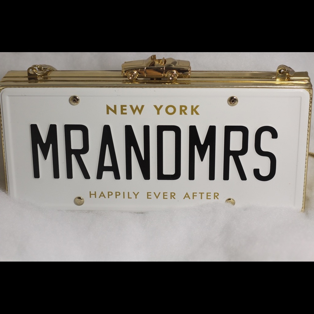 RETIRED Kate Spade Mr Mrs Bridal License clutch